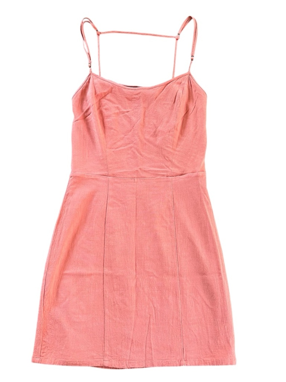 Forever 21 Women’s S Mini Dress Coral Salmon Pink Lined Adjustable Straps